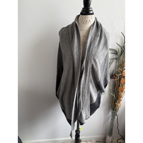 Eileen Fisher Sweaters - Eileen Fisher 100% Royal Alpaca Grey Colorblock Open Front Cardigan Wrap‎ XL